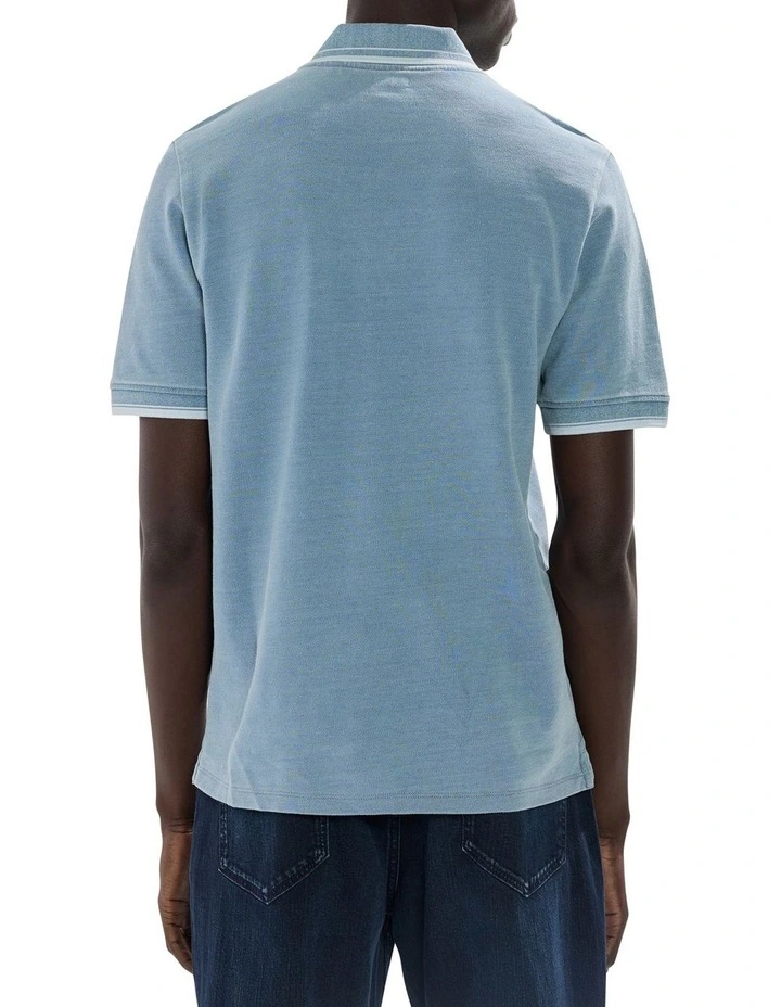 Cain Cotton Polo in Washed Indigo image 4