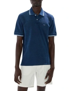 Cain Cotton Polo in Indigo