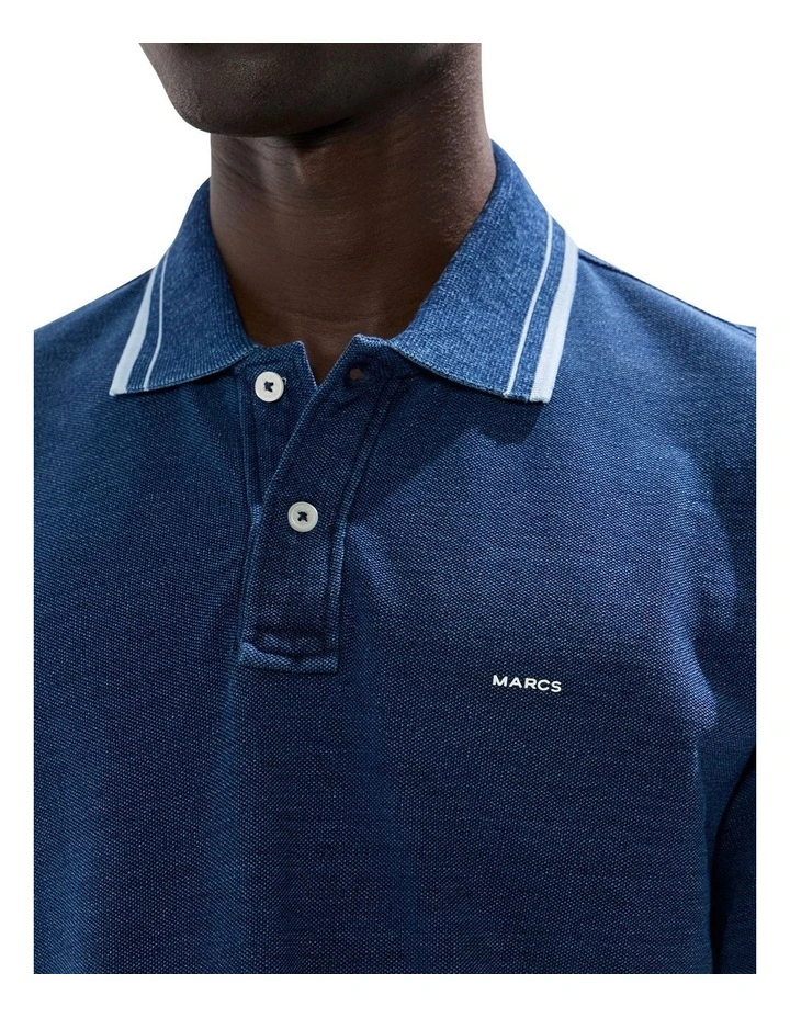 Cain Cotton Polo in Indigo image 3