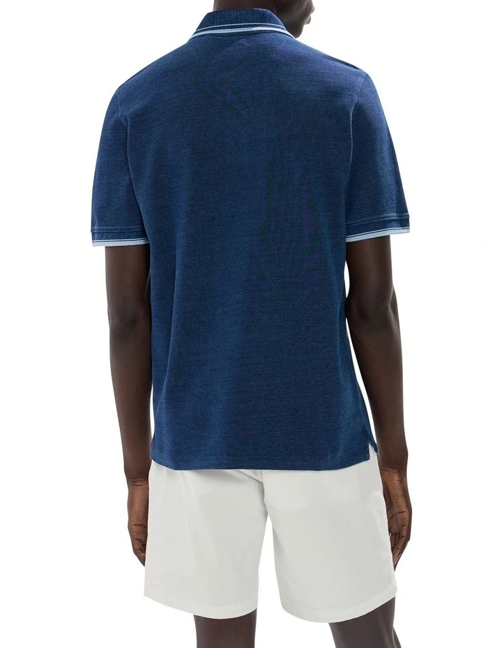 Cain Cotton Polo in Indigo image 4