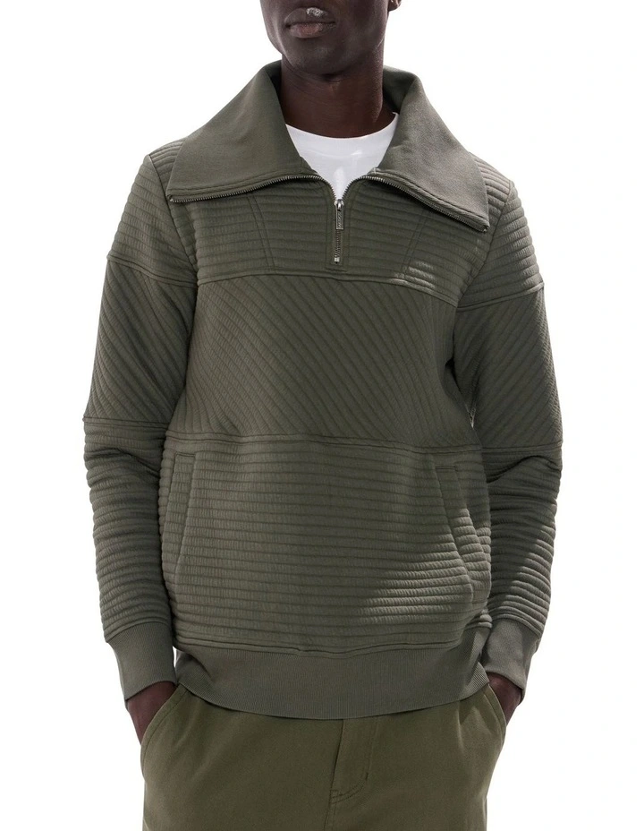 Helme 1/4 Zip Sweat in Agave Green image 1