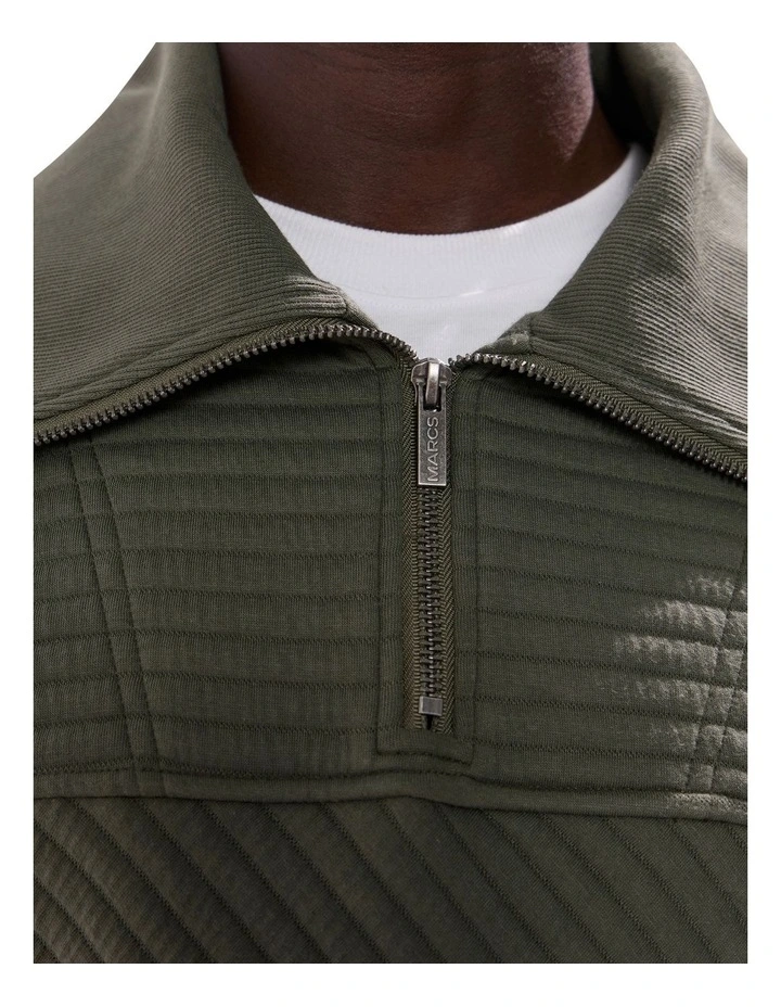 Helme 1/4 Zip Sweat in Agave Green image 3