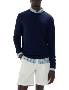 Gordon Textured Merino Knit in Navy