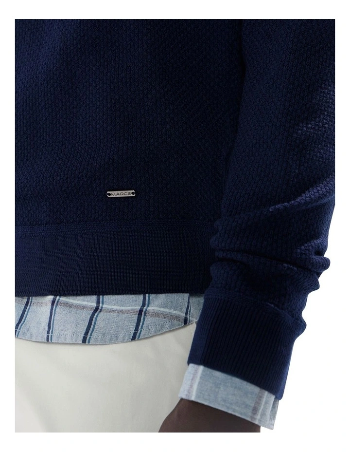 Gordon Textured Merino Knit in Navy image 3