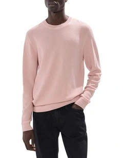 Gordon Textured Merino Knit in Stucco Pink