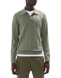 Arthur Wool Blend Polo in Agave Green