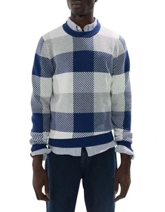 Kline Wool Blend Knit in Navy Check