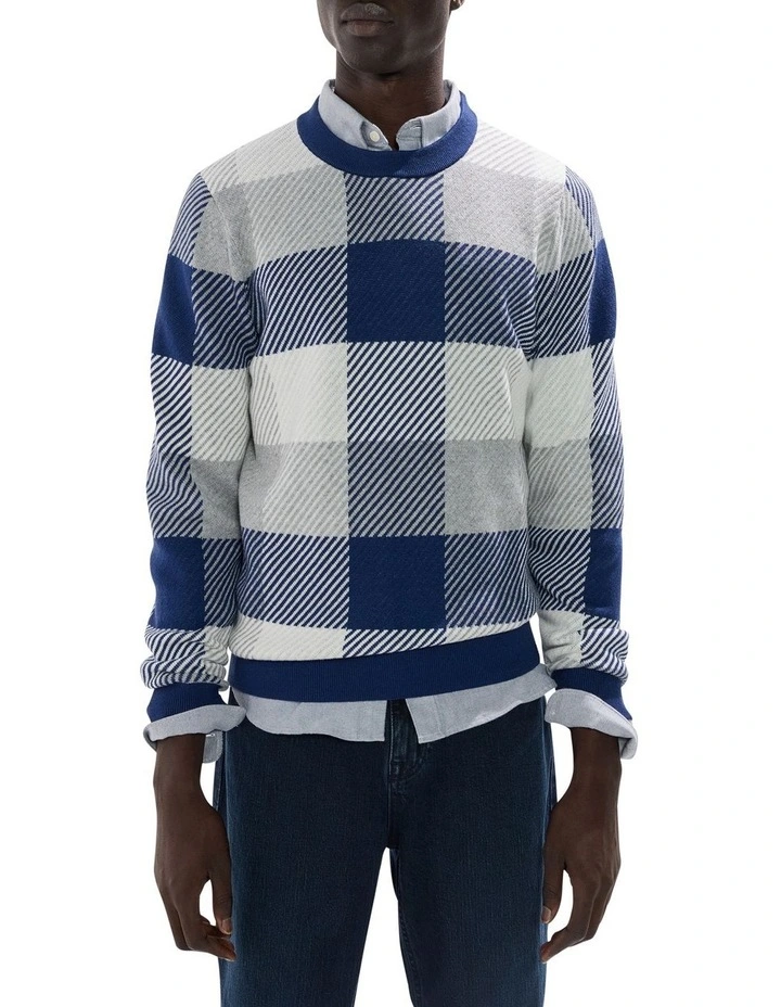 Kline Wool Blend Knit in Navy Check image 1