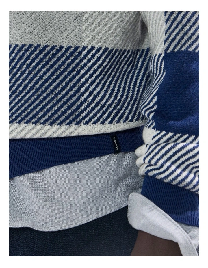 Kline Wool Blend Knit in Navy Check image 3
