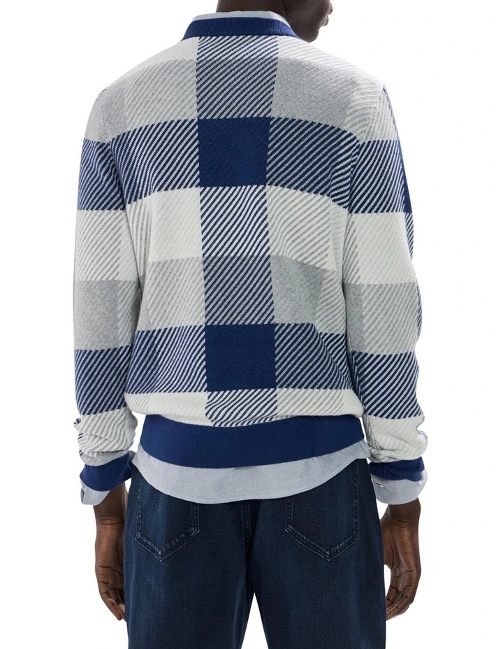Kline Wool Blend Knit in Navy Check image 4