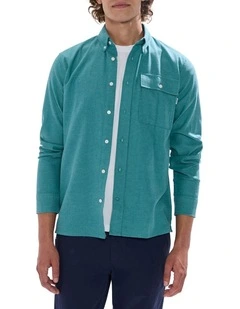 Kyle Brushed Cotton Shirt in Bayou Blue