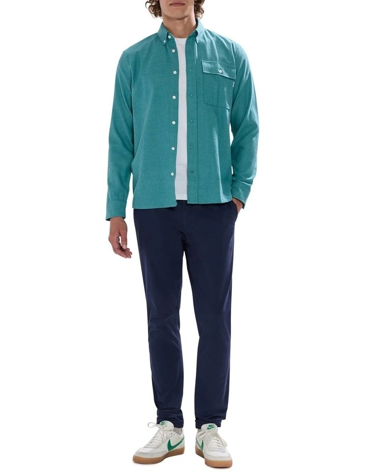 Kyle Brushed Cotton Shirt in Bayou Blue image 2