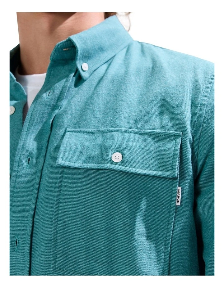 Kyle Brushed Cotton Shirt in Bayou Blue image 3