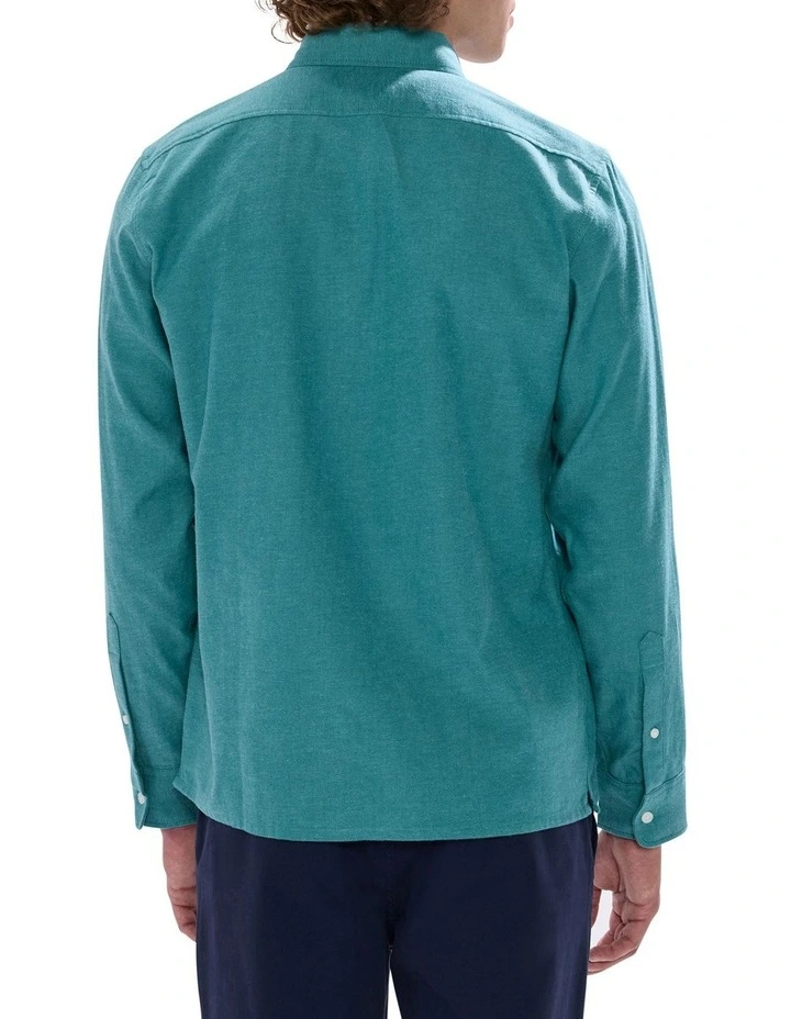 Kyle Brushed Cotton Shirt in Bayou Blue image 4