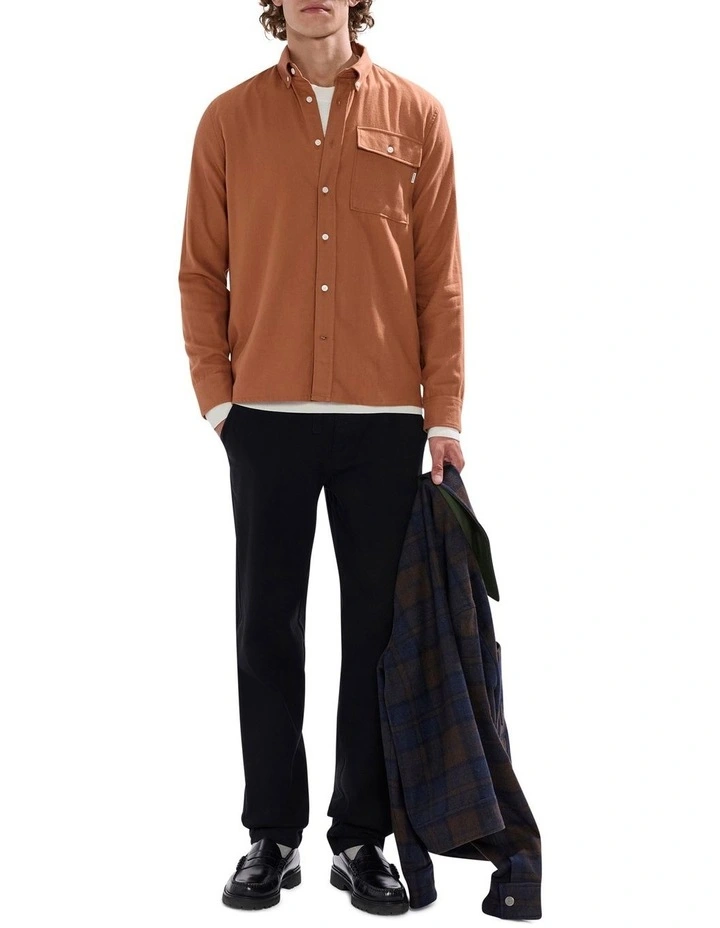 Kyle Brushed Cotton Shirt in Hazel Brown image 2