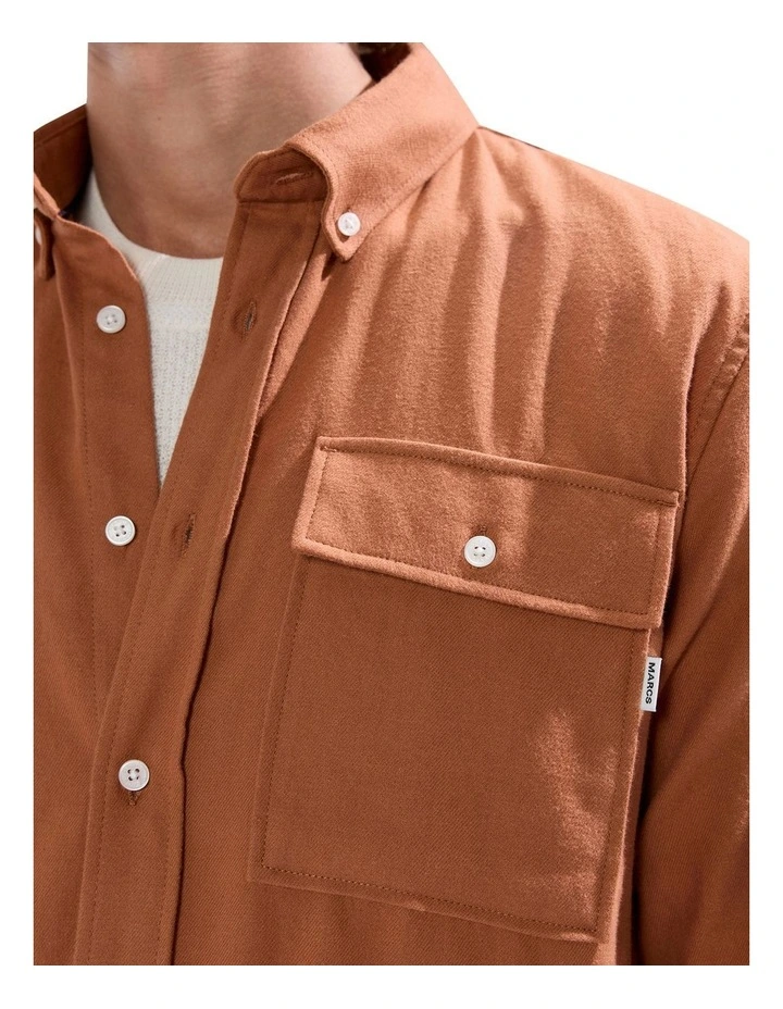 Kyle Brushed Cotton Shirt in Hazel Brown image 3