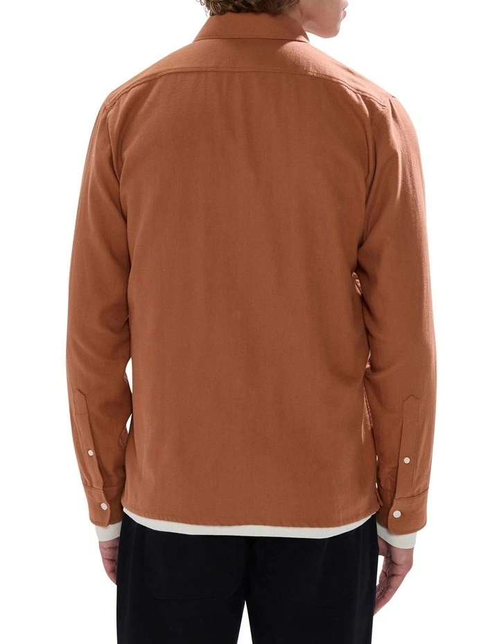 Kyle Brushed Cotton Shirt in Hazel Brown image 4