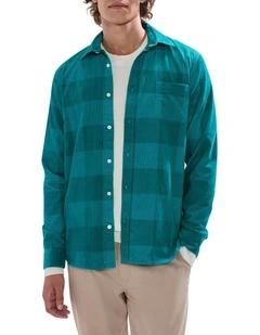 Chad Cord Check Shirt in Bayou Blue