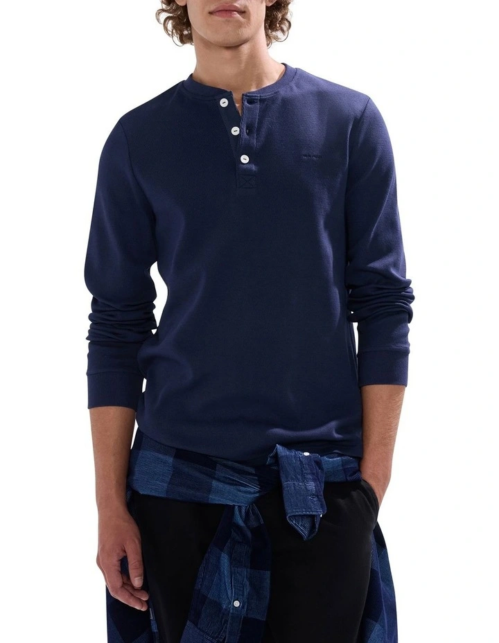 Radar Love Henley Top in Navy image 1