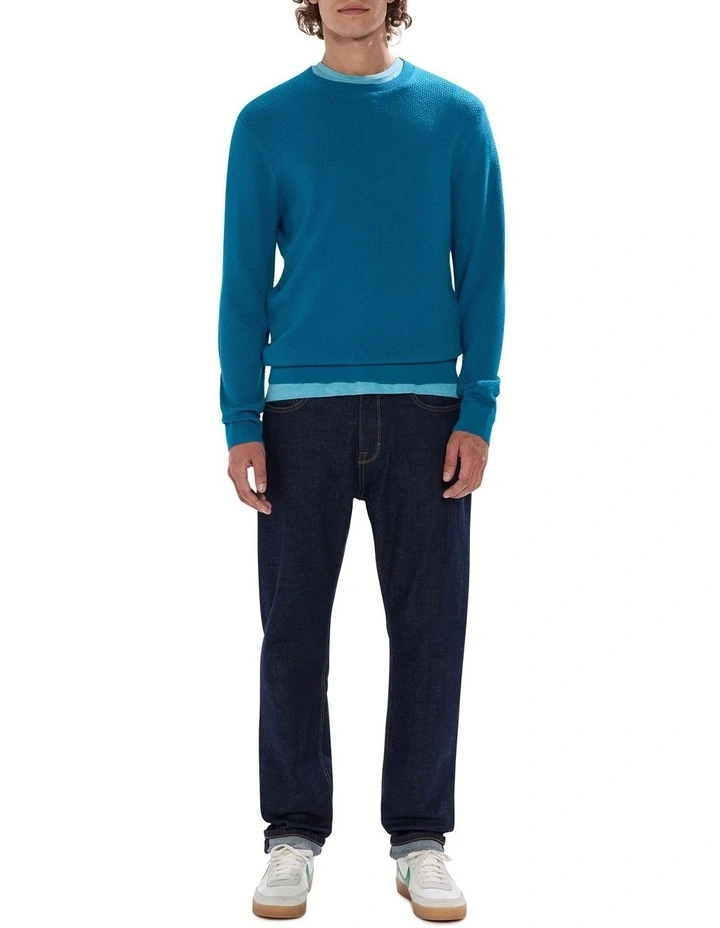 Gordon Textured Merino Knit T-shirt in Dark Teal image 2