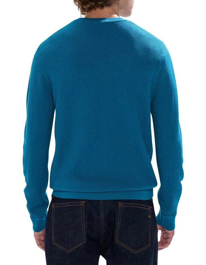 Gordon Textured Merino Knit T-shirt in Dark Teal image 4