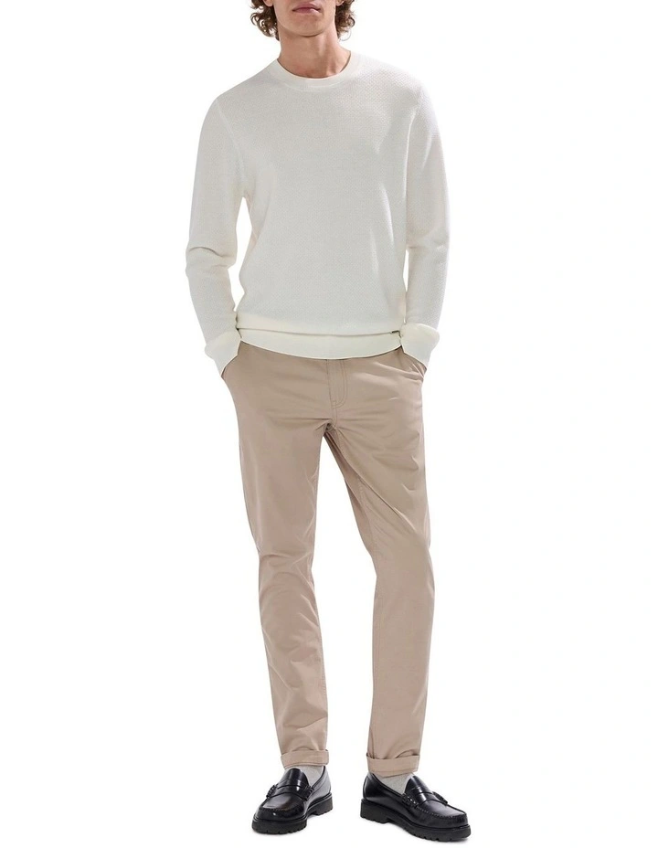 Gordon Textured Merino Knit T-shirt in Ivory image 2