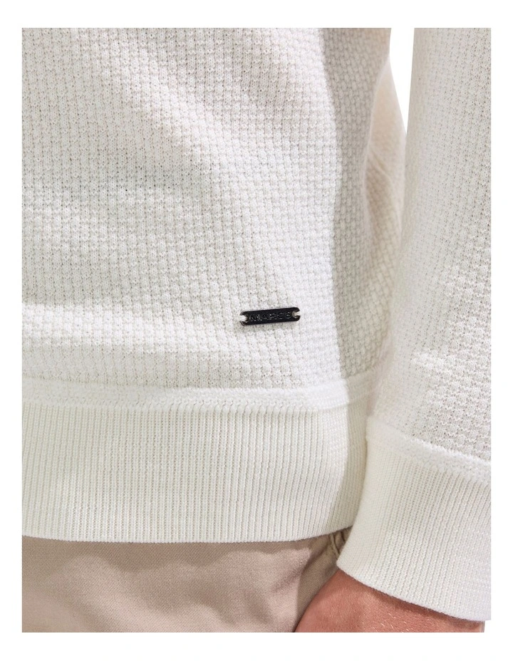 Gordon Textured Merino Knit T-shirt in Ivory image 3