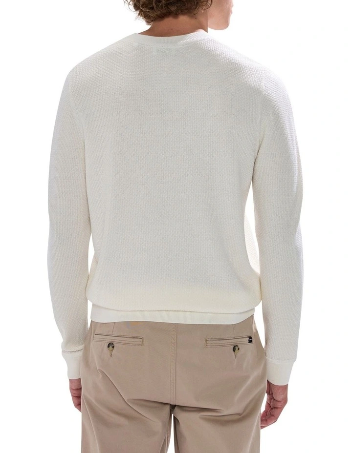 Gordon Textured Merino Knit T-shirt in Ivory image 4
