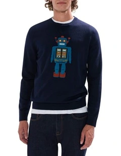 Bot To Go! Knit T-shirt in Navy