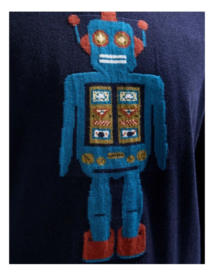 Bot To Go! Knit T-shirt in Navy image 3