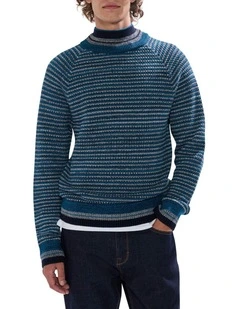 Kaito Wool Blend Knit T-shirt in Dark Teal