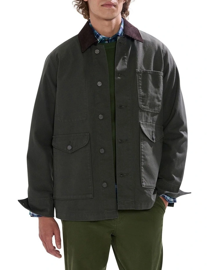 Jake Cotton Jacket in Dark Moss image 1