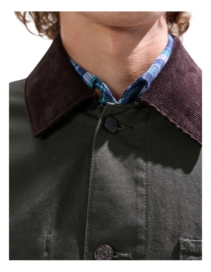 Jake Cotton Jacket in Dark Moss image 3