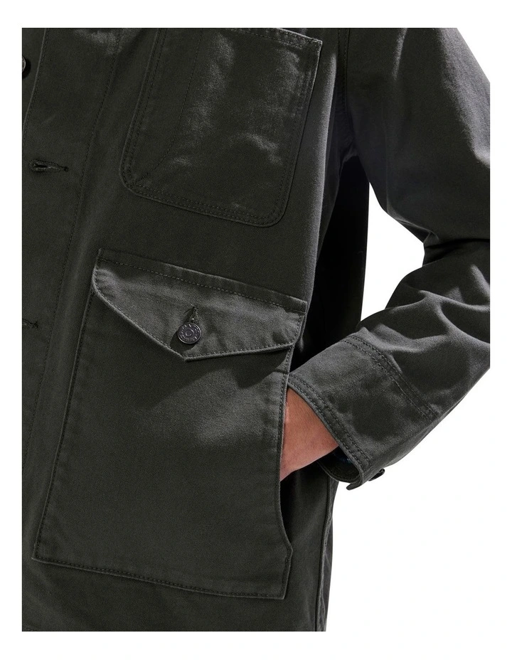 Jake Cotton Jacket in Dark Moss image 4