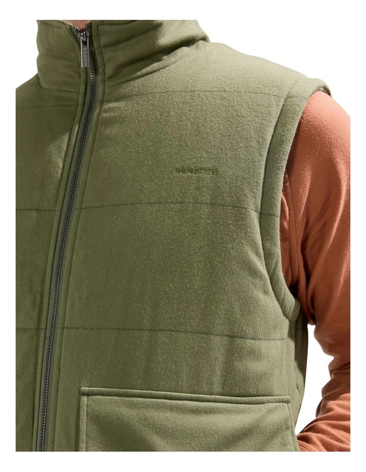 Rufus Brushed Cotton Vest in Olive Green image 3