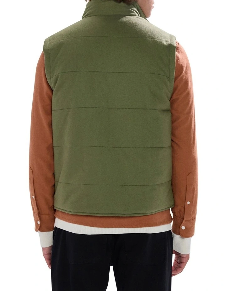 Rufus Brushed Cotton Vest in Olive Green image 4
