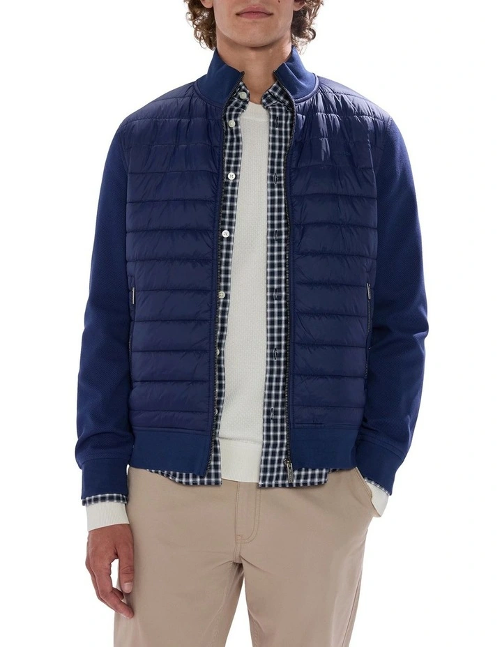 Dimitri Padded Zip Front Sweat Top in Navy image 1