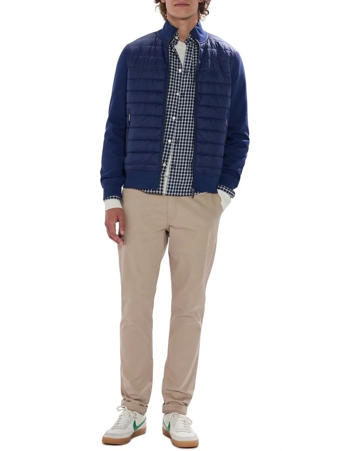 Dimitri Padded Zip Front Sweat Top in Navy image 2