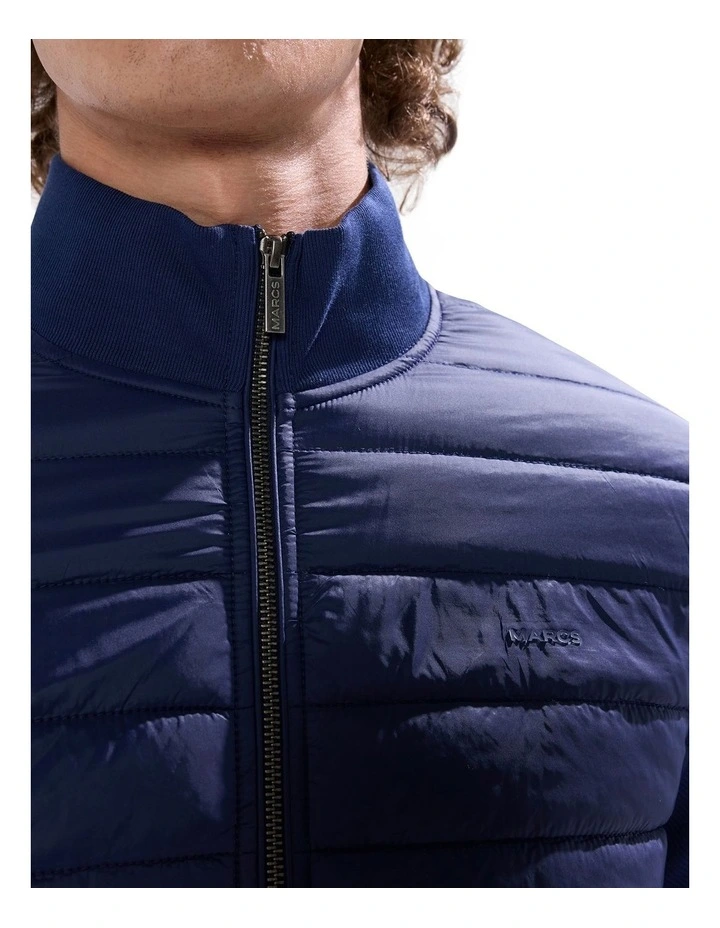 Dimitri Padded Zip Front Sweat Top in Navy image 3
