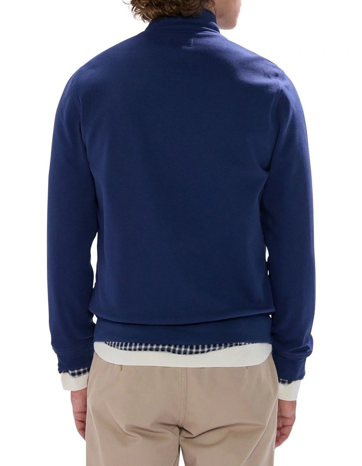 Dimitri Padded Zip Front Sweat Top in Navy image 4