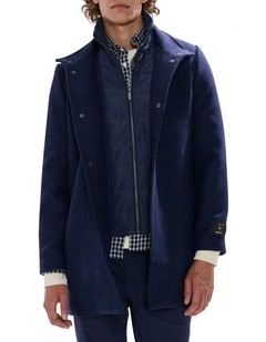 Kurt Wool Blend Coat in Navy