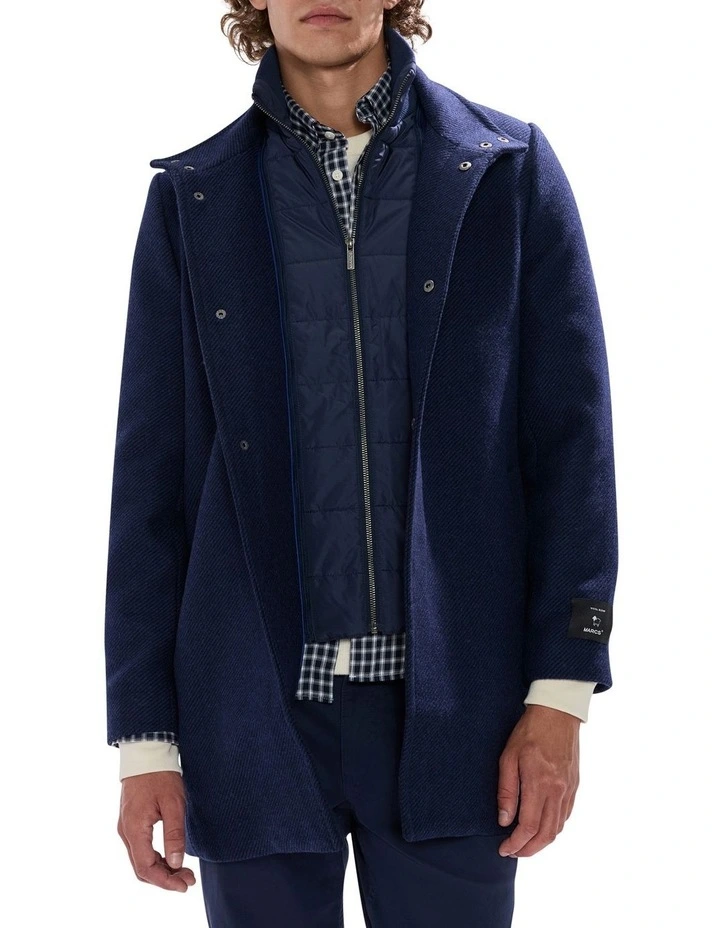 Kurt Wool Blend Coat in Navy image 1