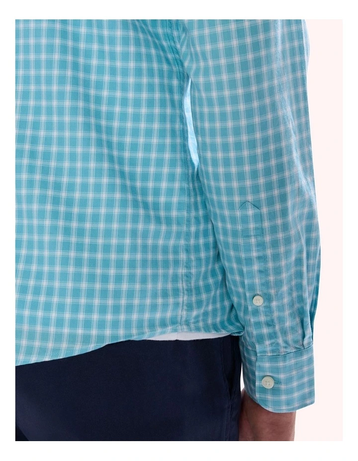 Sebastian Check Shirt in Aquamarine Blue image 3