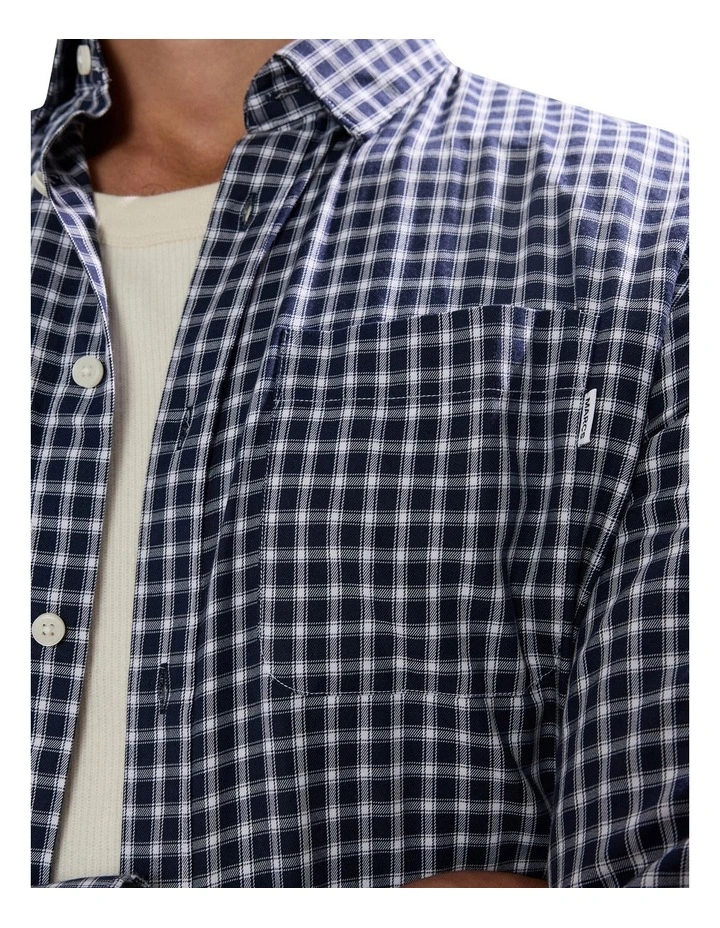 Sebastian Check Shirt in Navy image 3