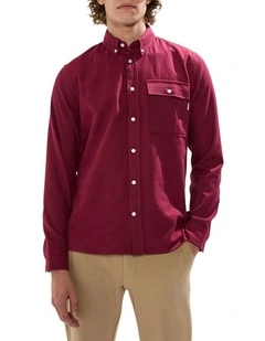 Kyle Brushed Cotton Shirt in Dark Plum