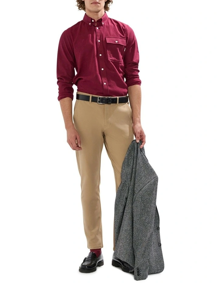 Kyle Brushed Cotton Shirt in Dark Plum image 2
