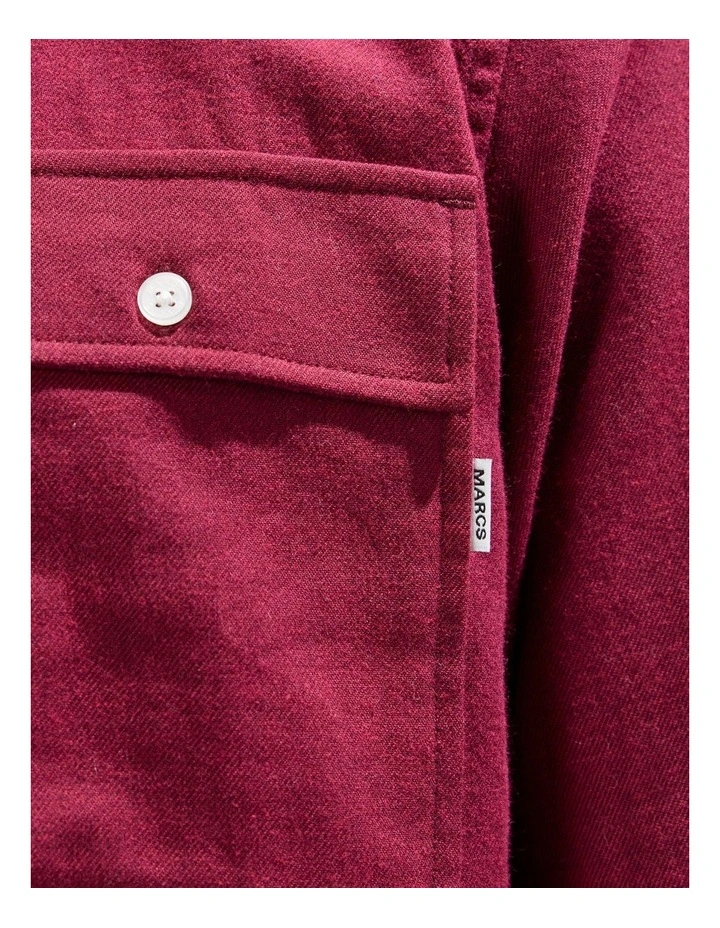 Kyle Brushed Cotton Shirt in Dark Plum image 3