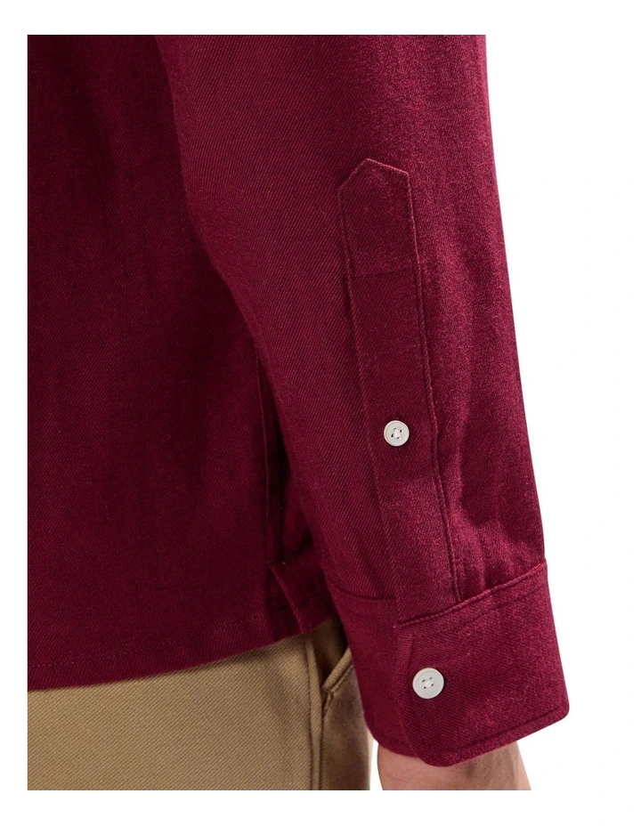 Kyle Brushed Cotton Shirt in Dark Plum image 4