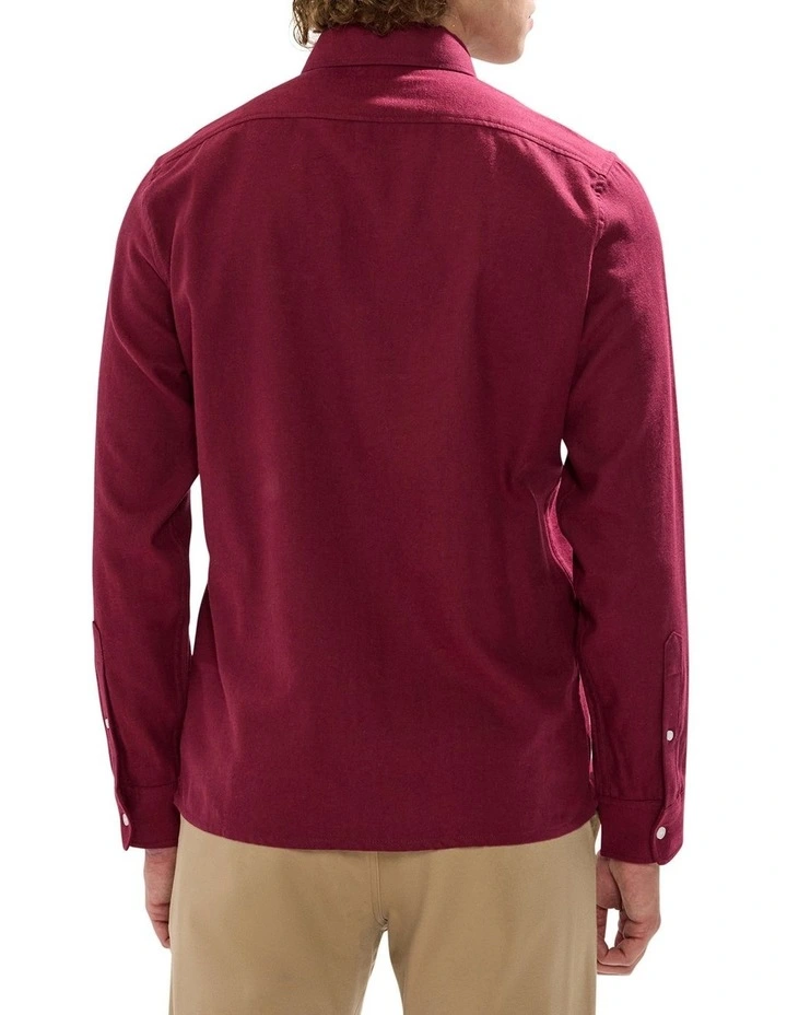 Kyle Brushed Cotton Shirt in Dark Plum image 5