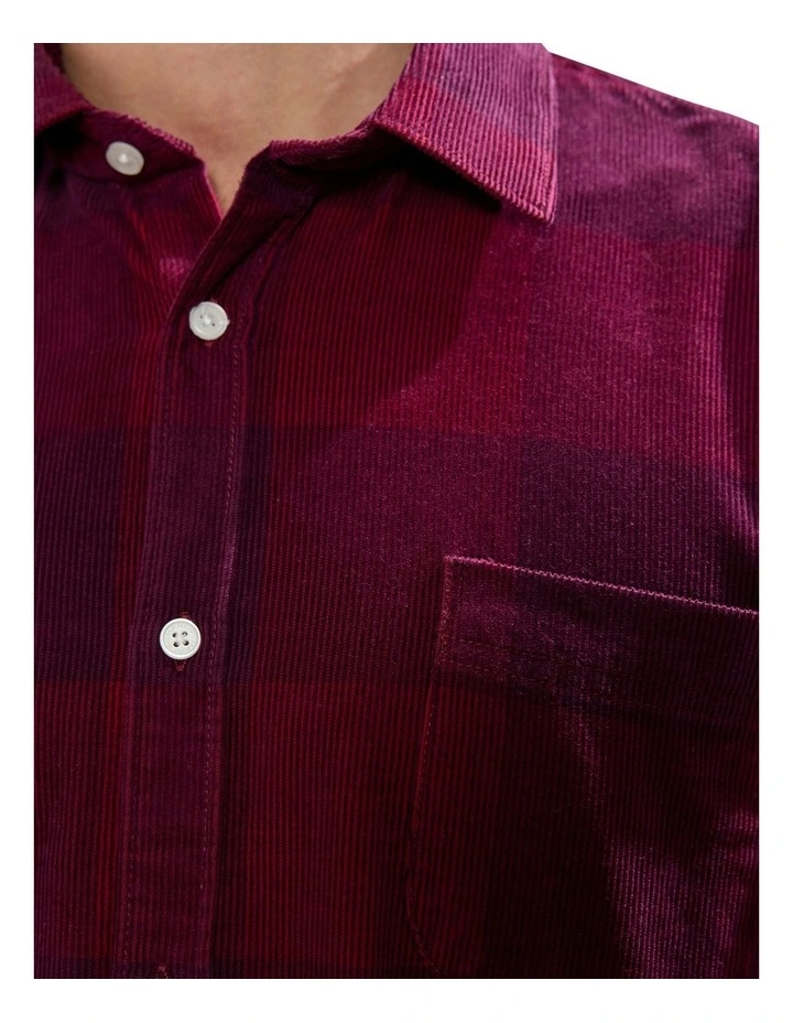 Chad Cord Check Shirt in Dark Plum image 3